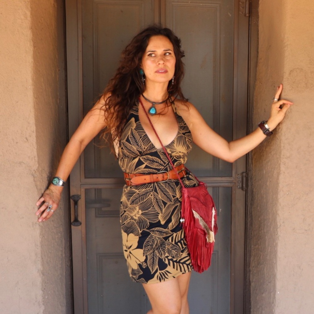 Red Deerskin Leather Crossbody Long Fringe Bag Purse Festival Boho Runway